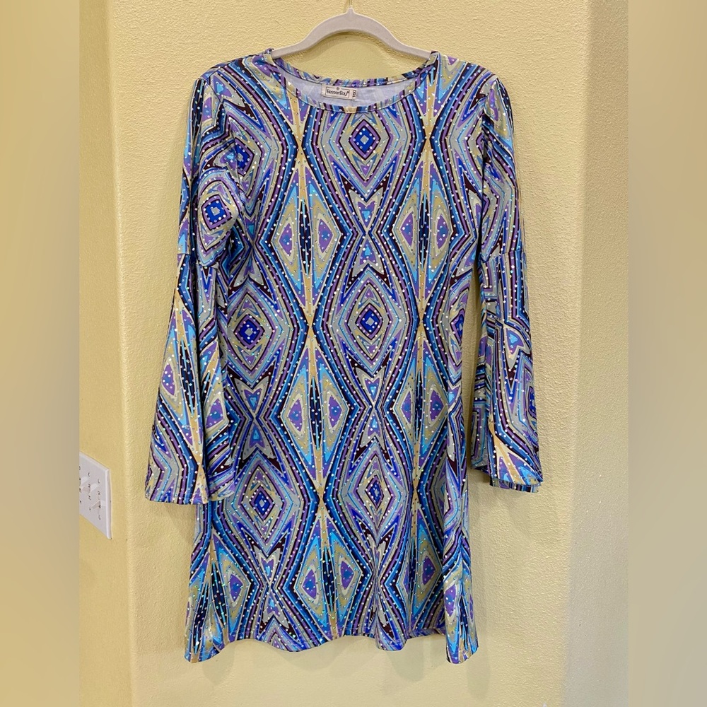 Vintage Geometric Patterned Women's Dress